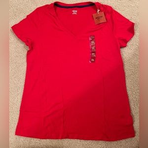 Mossimo Supply Co. Women's Red V-Neck Short Sleeve Tee